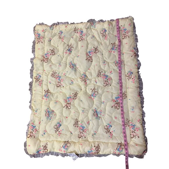Vintage JCPenney Crib Quilt & Pillow Set Lace Edge Floral Baby Blanket Nursery - Picture 11 of 16